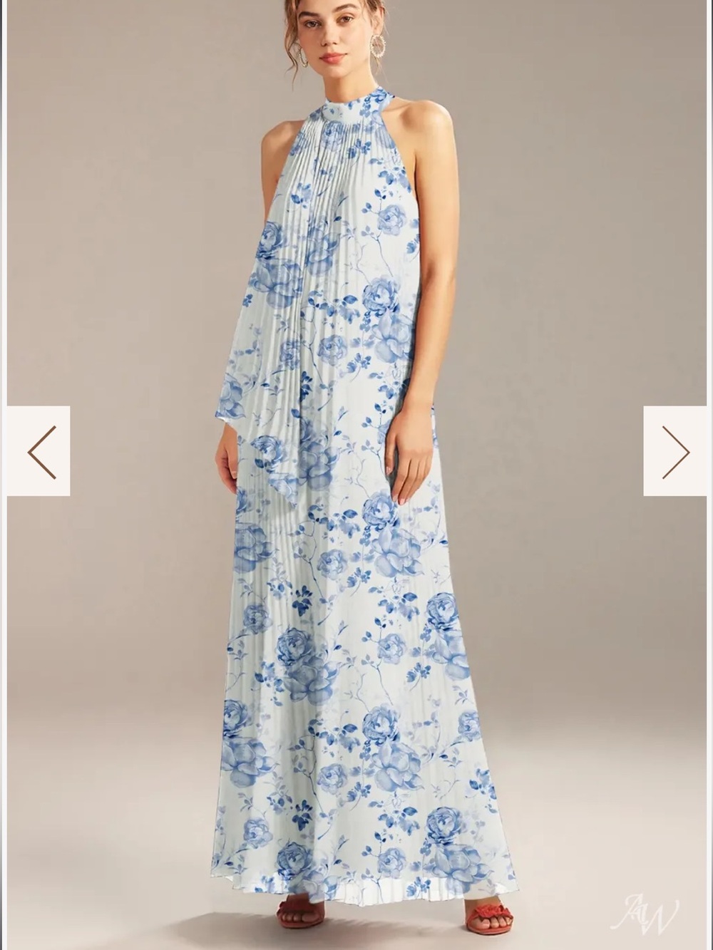 New AW Bridal Louise  Blue Botanical Floral Pleated Gown 6 - Picture 3 of 9
